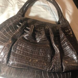 Nancy Gonzales large brown crocodile bag